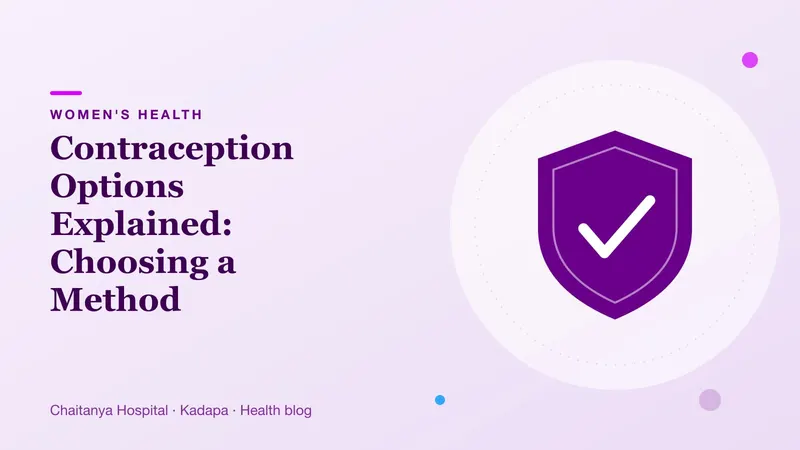 A protective purple shield symbol representing safe, informed family planning and contraception choices.