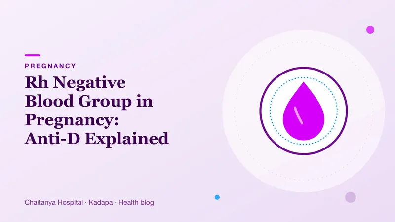 A single soft purple blood drop symbolising blood group testing and anti-D protection in pregnancy