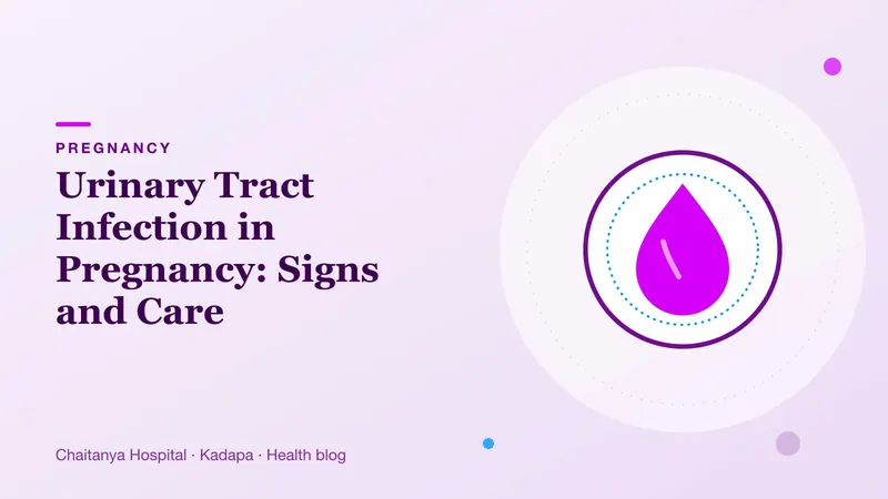 A calm illustration of a water drop symbolising urinary health and hydration during pregnancy.