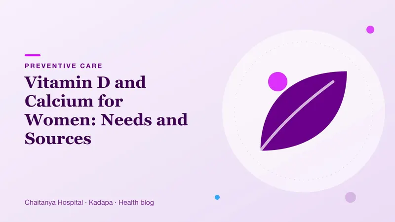 Illustration of leaves and sunlight representing vitamin D and calcium nutrition for women.